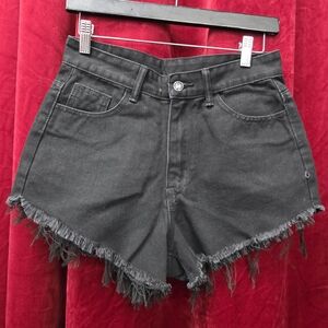 SHEIN Black Frayed Hem Jean Shorts